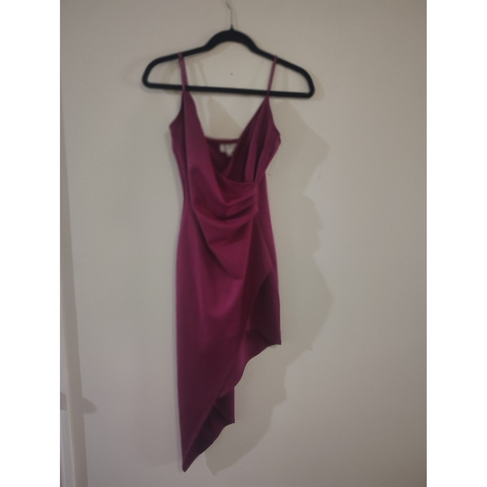 Honey and Rosie Magenta Glitter Asymmetrical High Low Cocktail Dress Pink Medium